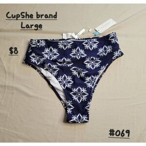 Swim bottoms nwt navy boho look large